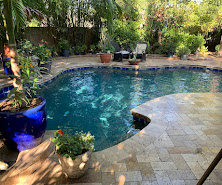 Backyard pool with stone deck